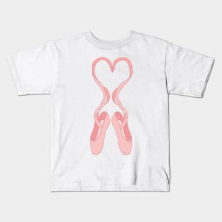 Lovely Heart Pink Ballet Slippers Kids T-Shirt